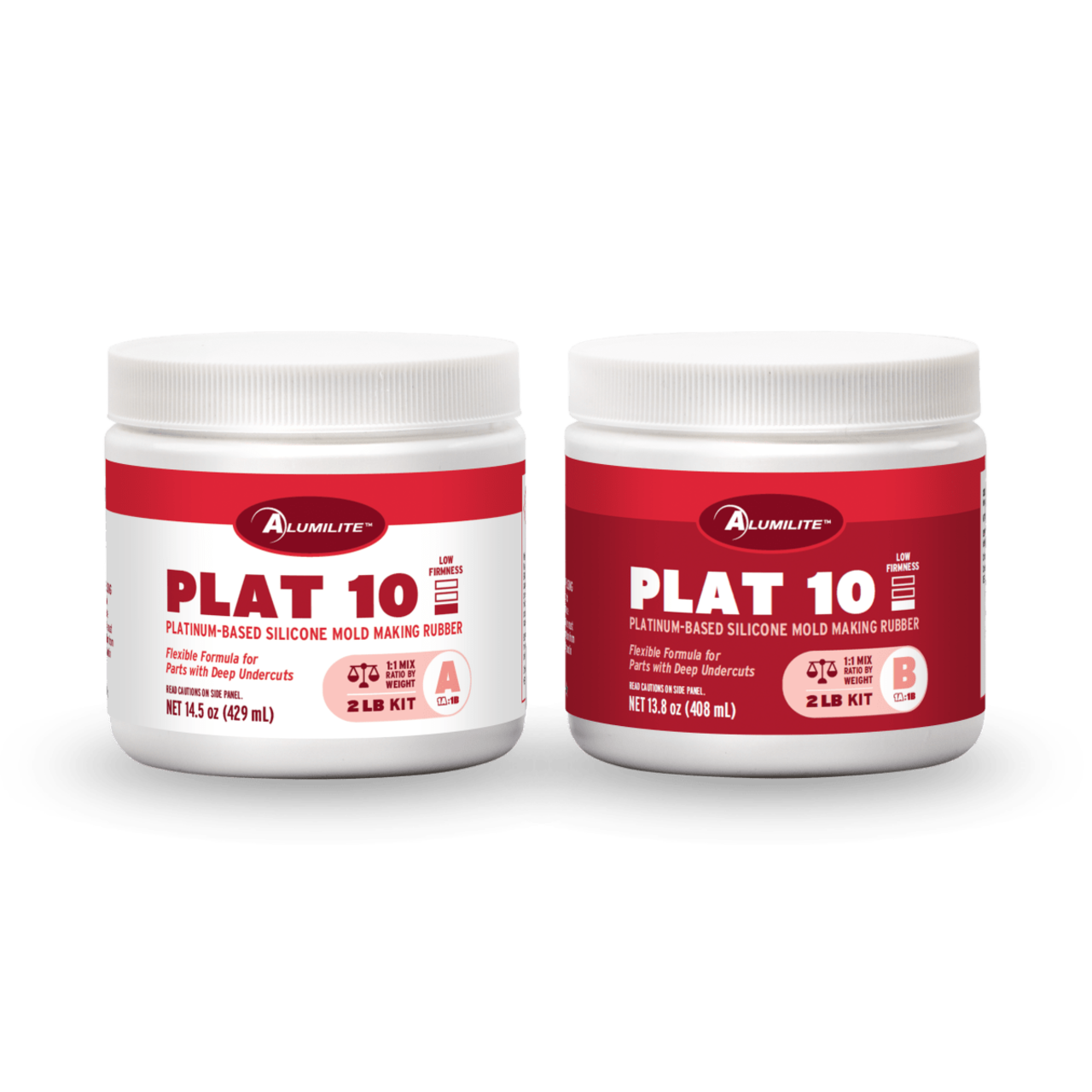 Plat 10 Platinum-Based Silicone Mold Making Rubber 28.3floz Kit - (14.5oz side A, 13.8oz side B; 1:1 mix ratio by weight)